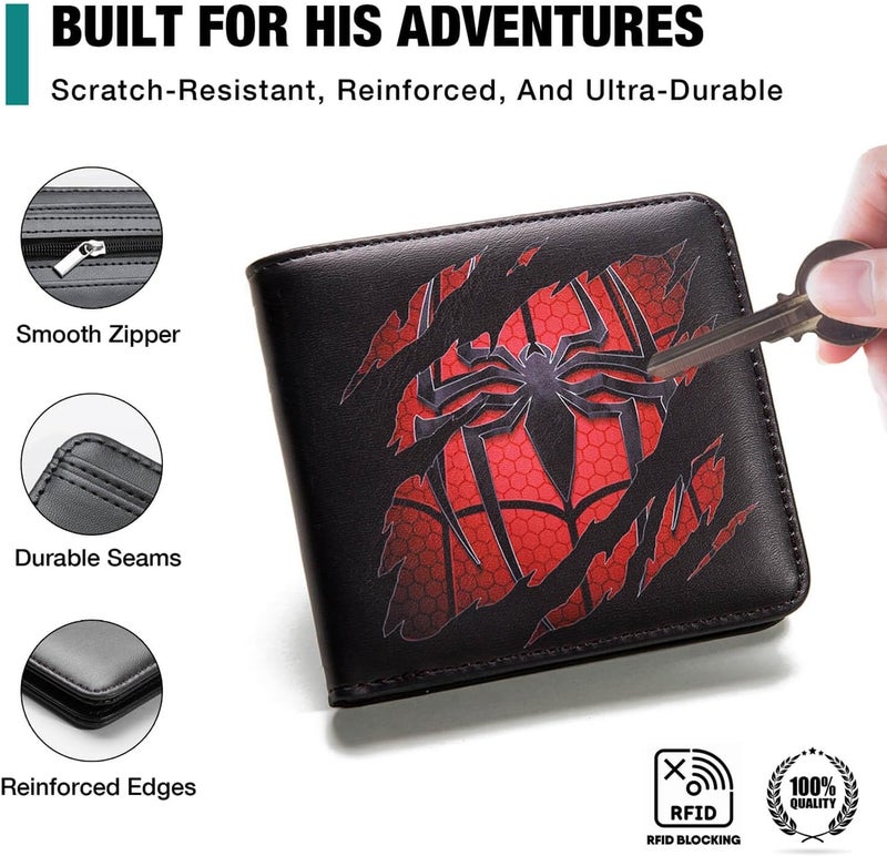 Amutta Spider Wallet for Boys Men, Cool Teen Boys Wallet for Kids Ages 4-5-6-7-8-9-10-11-12-13-14-15-16, Wallets for Teen Boy, Teenage Teenager Gifts for Boy Christmas Birthday Leather - Image 5